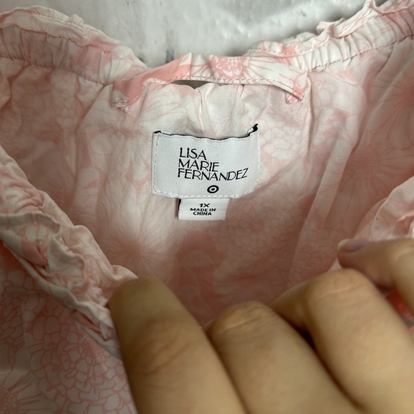 Lisa Marie Fernandez for Target ruffle light pink floral off shoulder dress - Picture 4 of 7